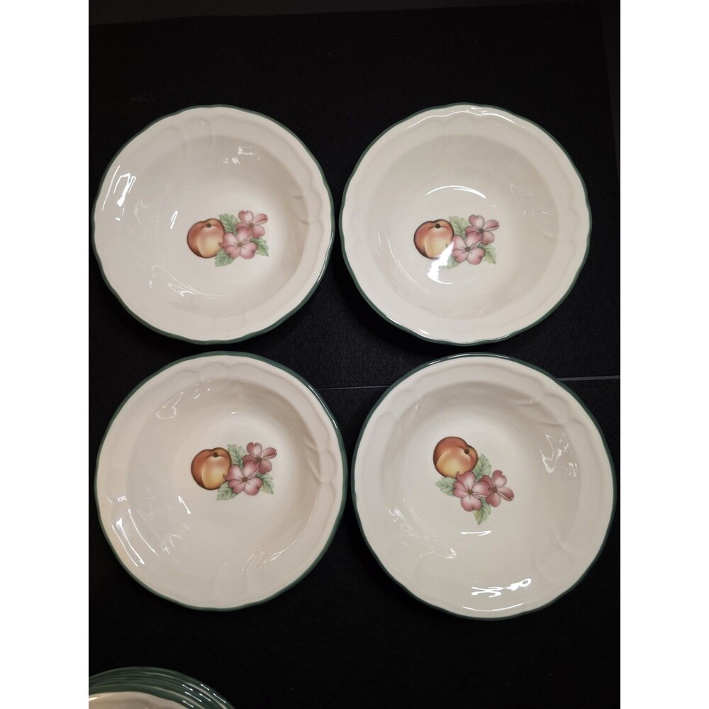 Epoch Fruit Floral Ceramic Cereal Bowls Set of 8 Indonesia Glossy Finish